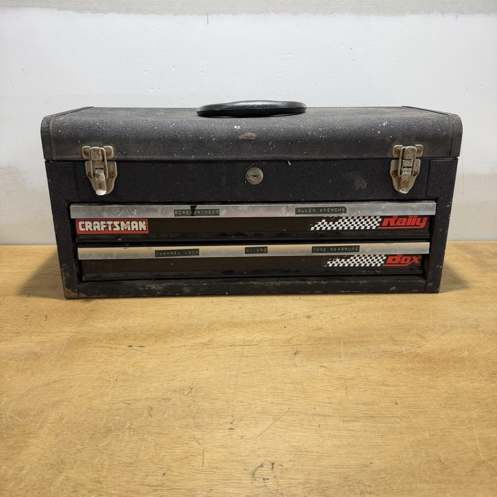 Craftsman Rally Toolbox 2-Drawer Vintage Mechanic Tool Chest Black 20.5x8.5x12